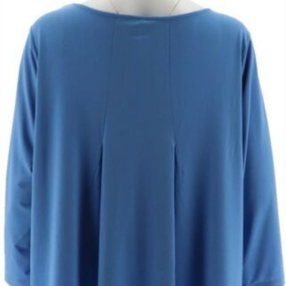 NWT JOAN RIVERS 3/4 SLEEVE PLEATED BACK TOP XXS- FRENCH BLUE - Picture 3 of 10